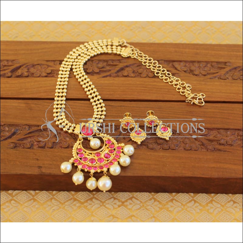 Designer Gold Plated Kempu Necklace Set M858 - Necklace Set