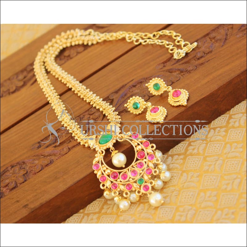 Designer Gold Plated Kempu Necklace Set M865 - Necklace Set