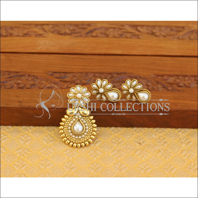 Designer Gold Plated Kempu Pendant Set M2793 - Pendant Set