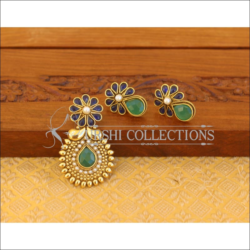 Designer Gold Plated Kempu Pendant Set M2795 - Pendant Set