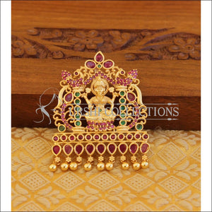 Designer gold plated Kempu Temple pendant M1142 - multy - Pendant Set