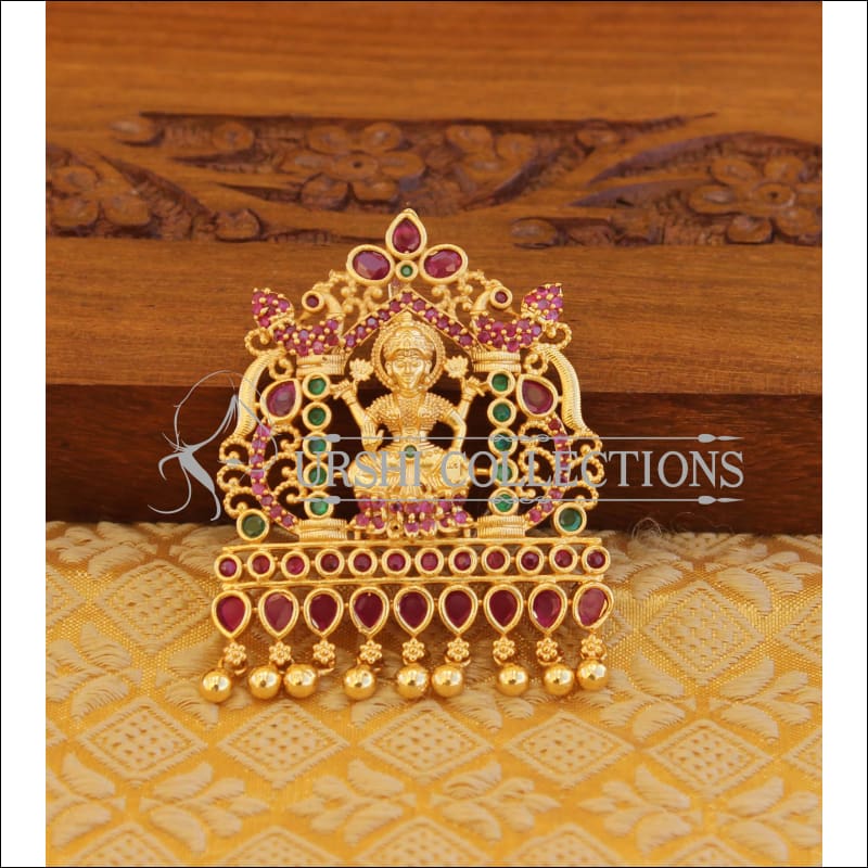 Designer gold plated Kempu Temple pendant M1142 - multy - Pendant Set
