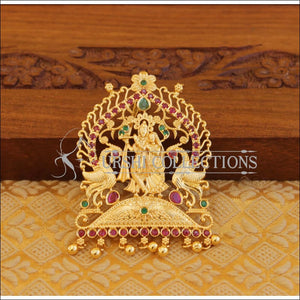Designer gold plated Kempu Temple pendant M1144 - multy - Pendant Set