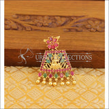 Designer gold plated Kempu Temple pendant M1146 - multy - Pendant Set