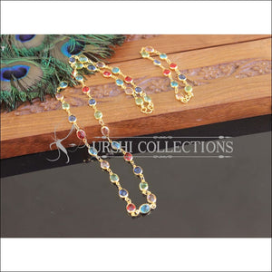 Designer Gold Plated Multi Color Stone Chain M2406 - Necklace Set