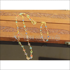 Designer Gold Plated Multi Color Stone Chain M2713 - Necklace Set