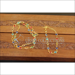 Designer Gold Plated Multi Color Stone Chain M2713 - Necklace Set