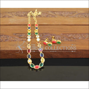 Designer Gold Plated Navarathna Stone Necklace Set M2484 - Necklace Set