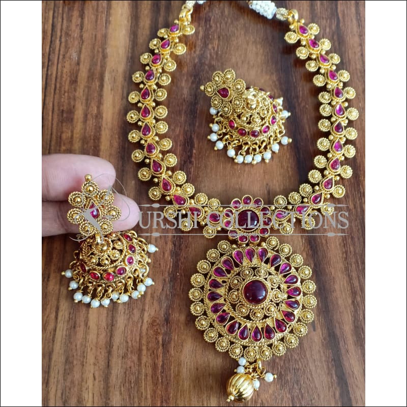 DESIGNER GOLD PLATED NECKLACE SET UTV1142 - Necklace Set