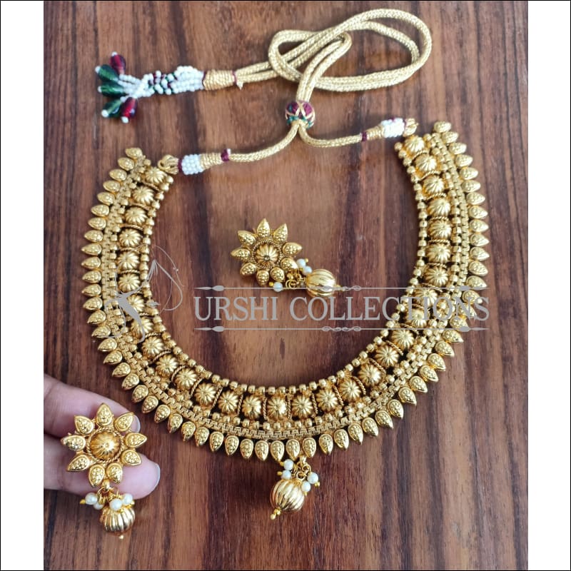DESIGNER GOLD PLATED NECKLACE SET UTV873 - Necklace Set