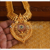 Designer Gold Plated Palakka long Necklace M2075 - Set