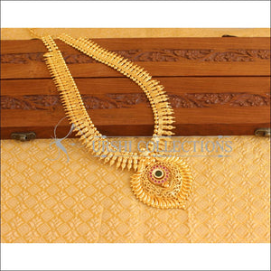 Designer Gold Plated Palakka long Necklace M2075 - Set