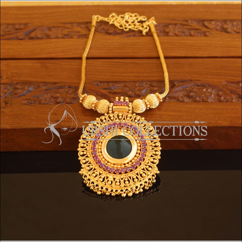 Designer Gold Plated Palakka Necklace M2089 - Set