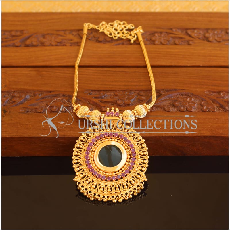 Designer Gold Plated Palakka Necklace M2089 - Set