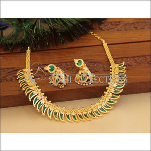 Designer gold plated palakka necklace set M1060 - Necklace Set