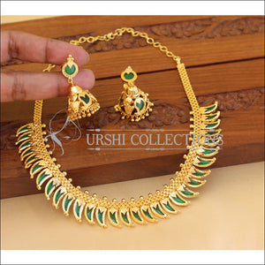 Designer gold plated palakka necklace set M1060 - Necklace Set