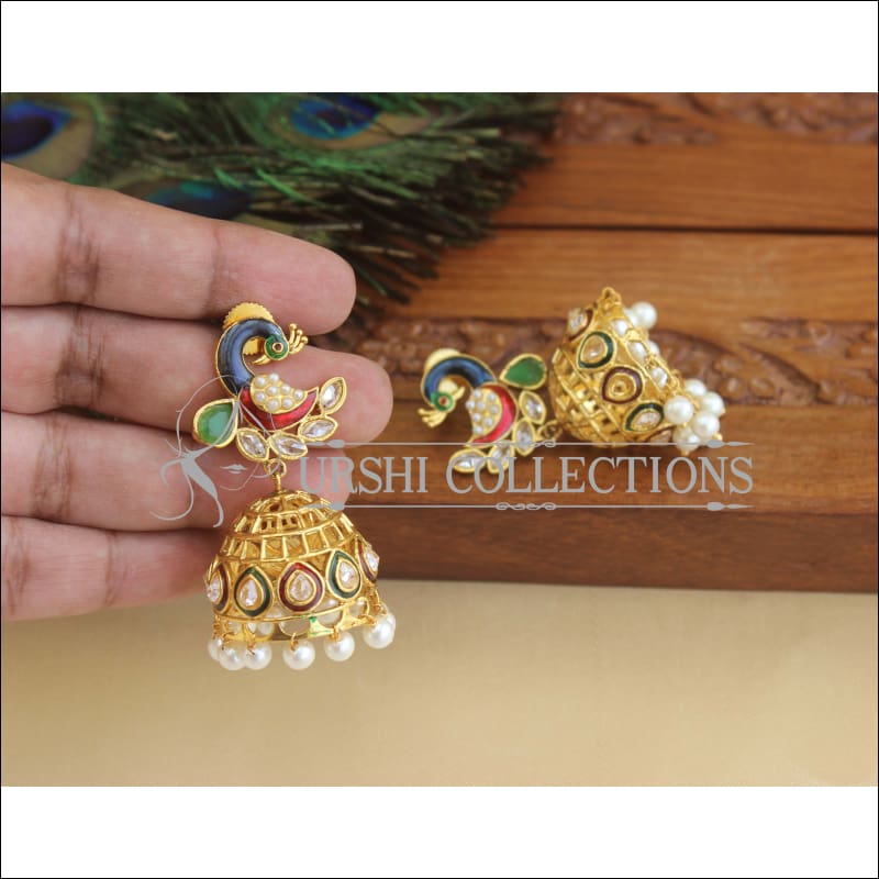 Designer Gold Plated Peacock Earrings M2950 - EARRINGS