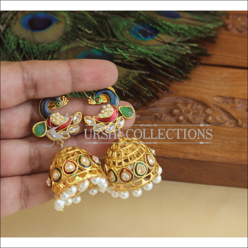 Designer Gold Plated Peacock Earrings M2950 - EARRINGS