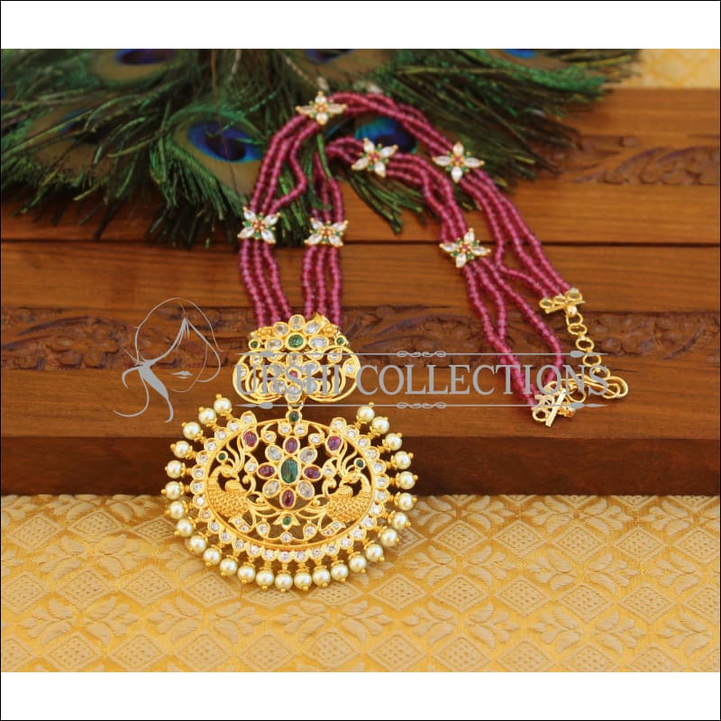 Designer Gold plated peacock handmade necklace M758 - Necklace Set