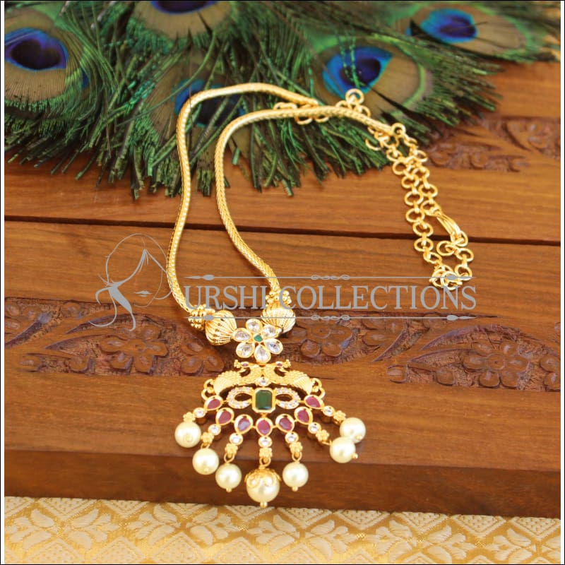 Designer gold plated peacock necklace M703 - Necklace Set