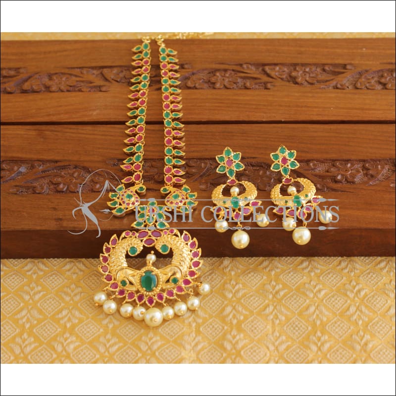 Designer Gold Plated Peacock Necklace Set M2014 - Necklace Set