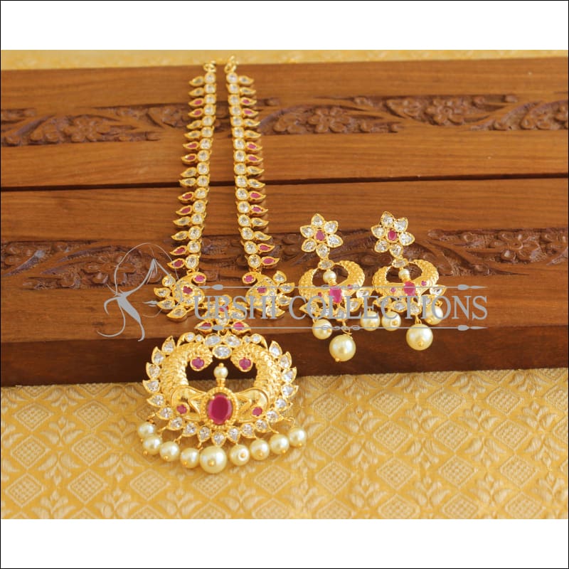 Designer Gold Plated Peacock Necklace Set M2016 - Necklace Set