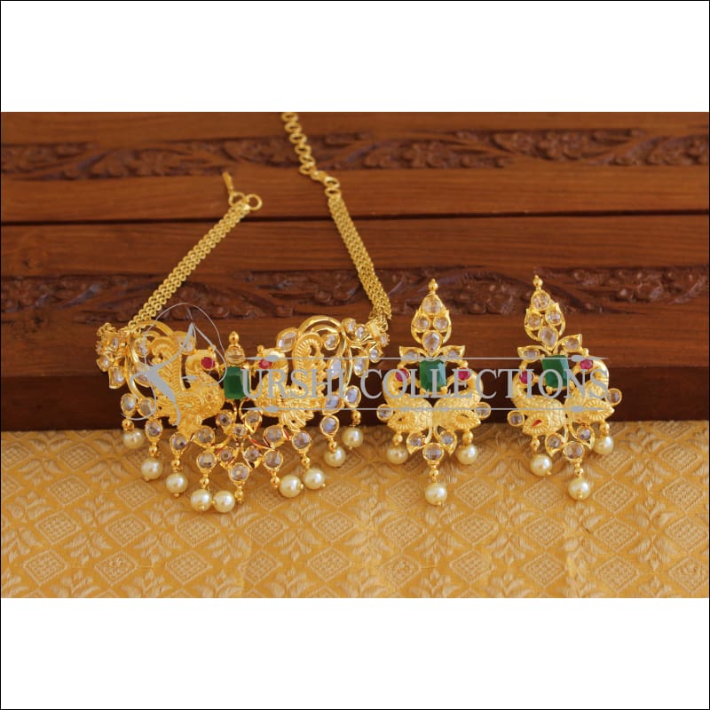 Designer Gold Plated Peacock Necklace Set M2033 - Necklace Set