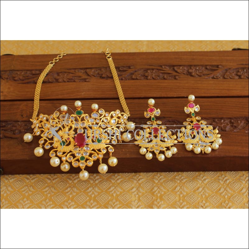 Designer Gold Plated Peacock Necklace Set M2035 - Necklace Set