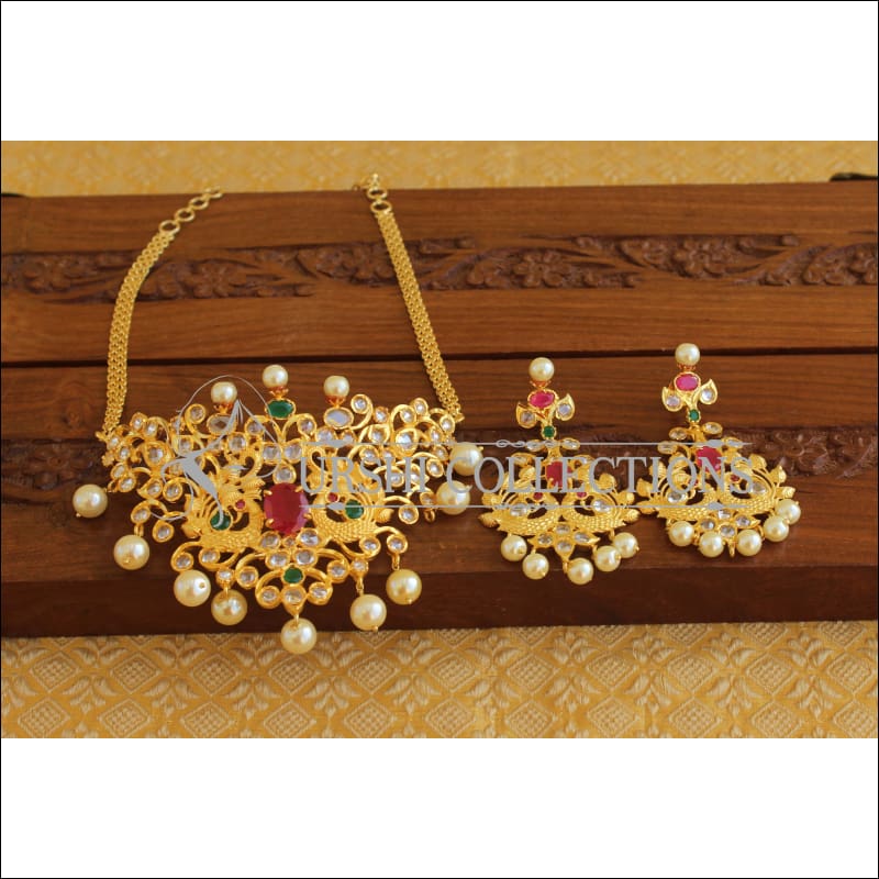 Designer Gold Plated Peacock Necklace Set M2035 - Necklace Set