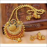 Designer Gold Plated Peacock Pendant Set UC-NEW2699 - Ruby&White - Pendant Set