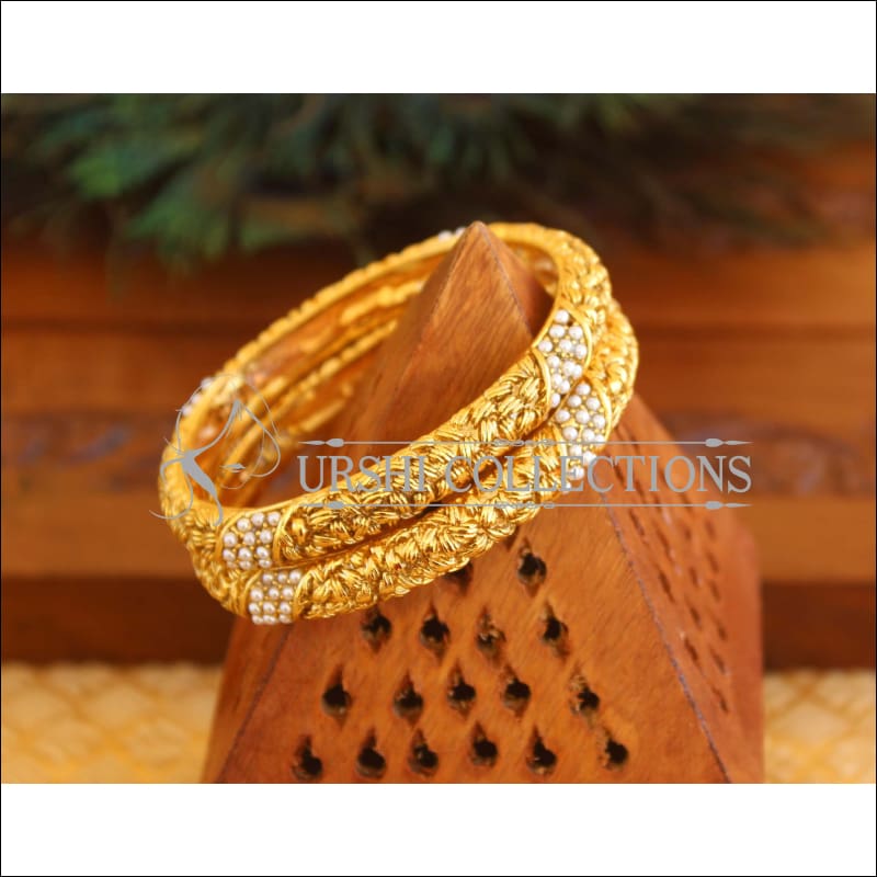Designer Gold Plated Pearl Bangles M1759 - 2.4 - Bangles