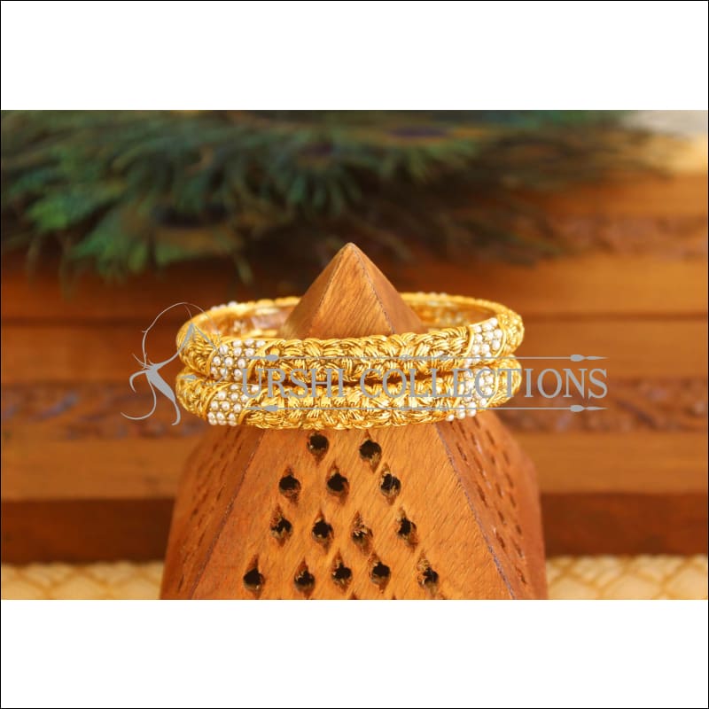 Designer Gold Plated Pearl Bangles M1759 - 2.6 - Bangles