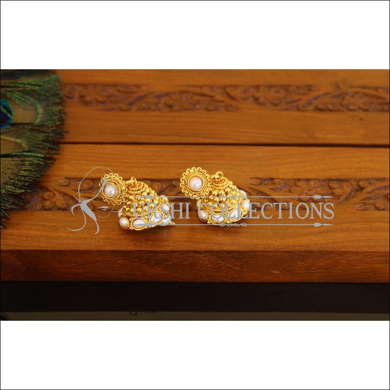 Designer Gold Plated Pearl Earrings M2837 - EARRINGS