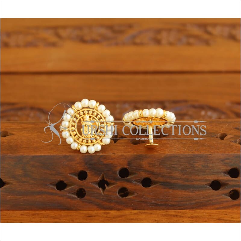 Designer Gold Plated Pearl Temple Earrings M1992 - Earrings