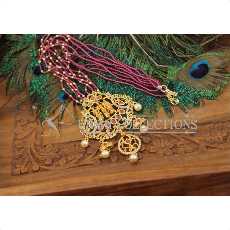 Designer Gold Plated Ram Parivar Beads Necklace M2528 - Necklace Set