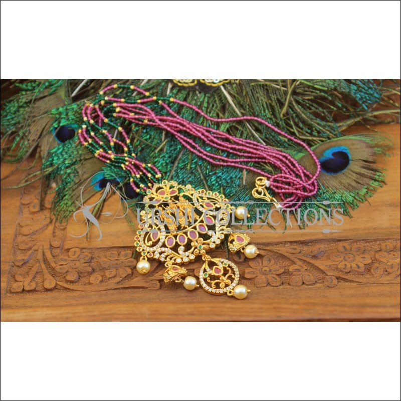 Designer Gold Plated Ram Parivar Beads Necklace M2530 - Necklace Set