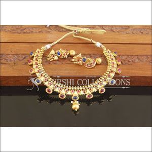 Designer Gold Plated Real Kempu Necklace Set M2729 - Necklace Set