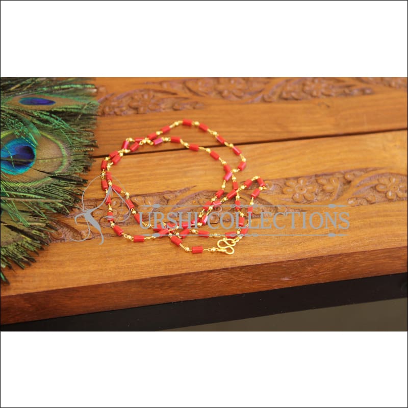 Designer Gold Plated Red beads Chain M2404 - Necklace Set