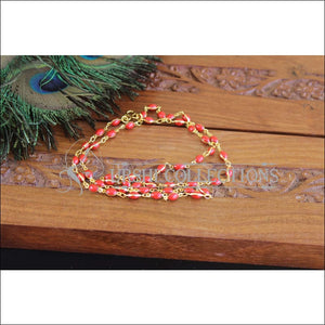 Designer Gold Plated Red beads Chain M2405 - Necklace Set