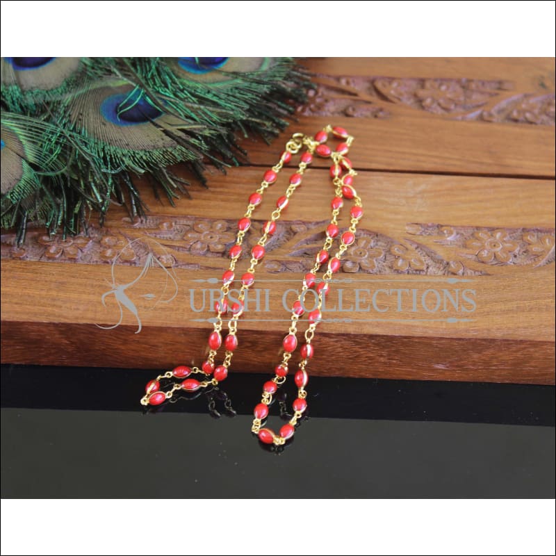 Designer Gold Plated Red beads Chain M2405 - Necklace Set
