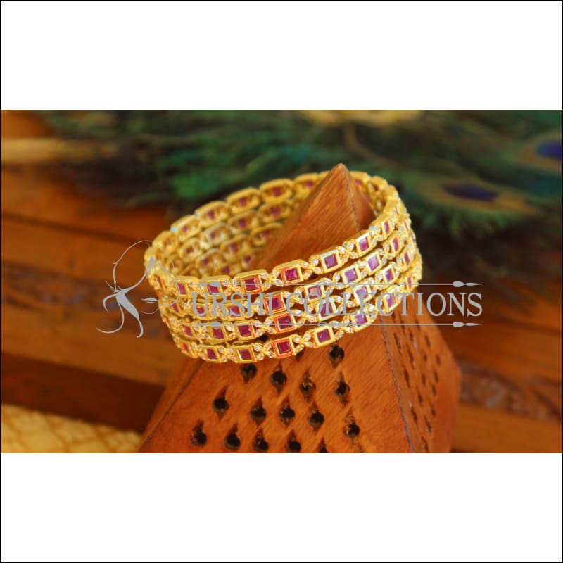 Designer Gold Plated Ruby Bangles M1731 - 2.6 - Bangles