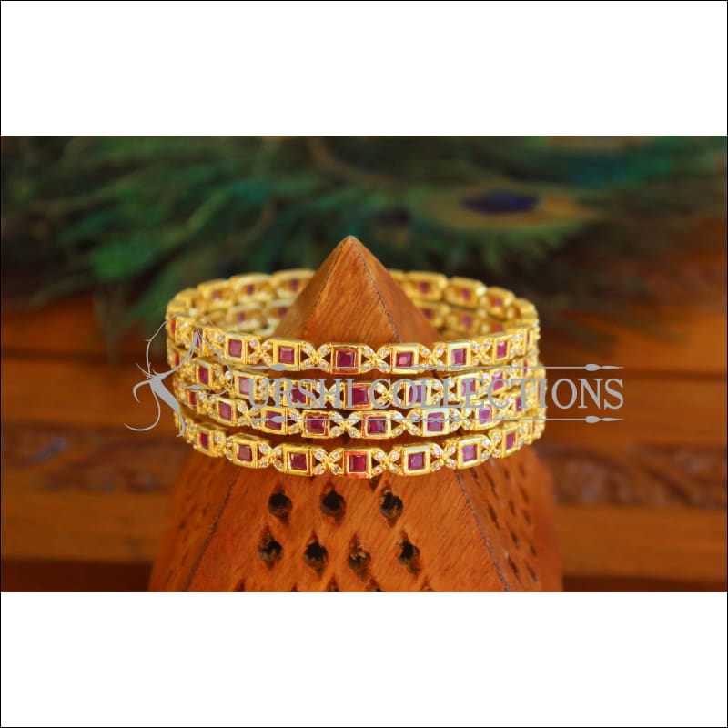 Designer Gold Plated Ruby Bangles M1731 - 2.8 - Bangles