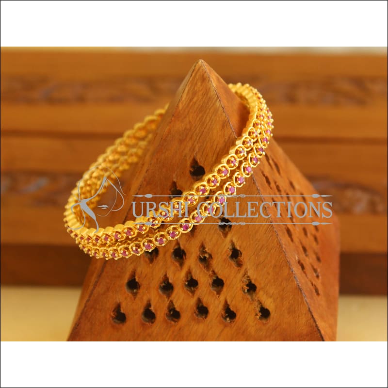Designer Gold Plated Ruby Bangles M1941 - 2.6