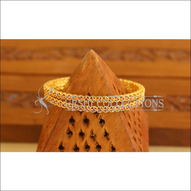 Designer Gold Plated Ruby Bangles M1941 - 2.6