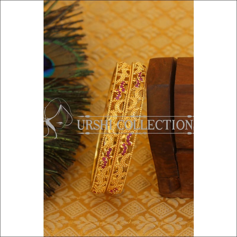Designer Gold plated ruby bangles M775 - 2.4 - Bangles