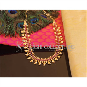 Designer Gold Plated Ruby Mango Necklace M2129 - Set