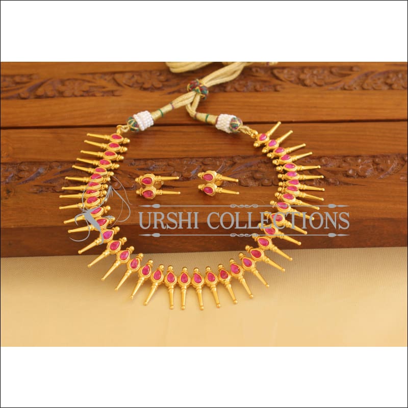 Designer Gold Plated Ruby Necklace Set M1880 - Necklace Set