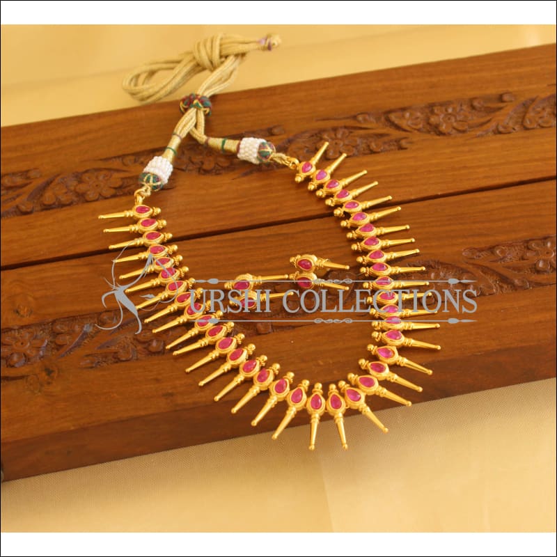 Designer Gold Plated Ruby Necklace Set M1880 - Necklace Set