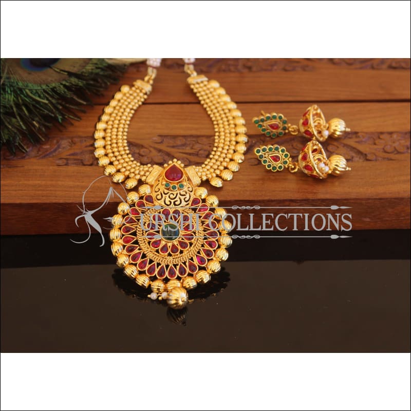 Designer Gold Plated Ruby Necklace Set M2337