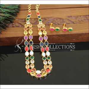 Designer gold plated stone Layer Navarathna necklace M1032 - Necklace Set